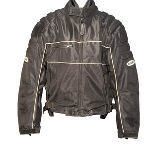 Raider women’s black motorcycle jacket w/ pads zip-out liner protective XL